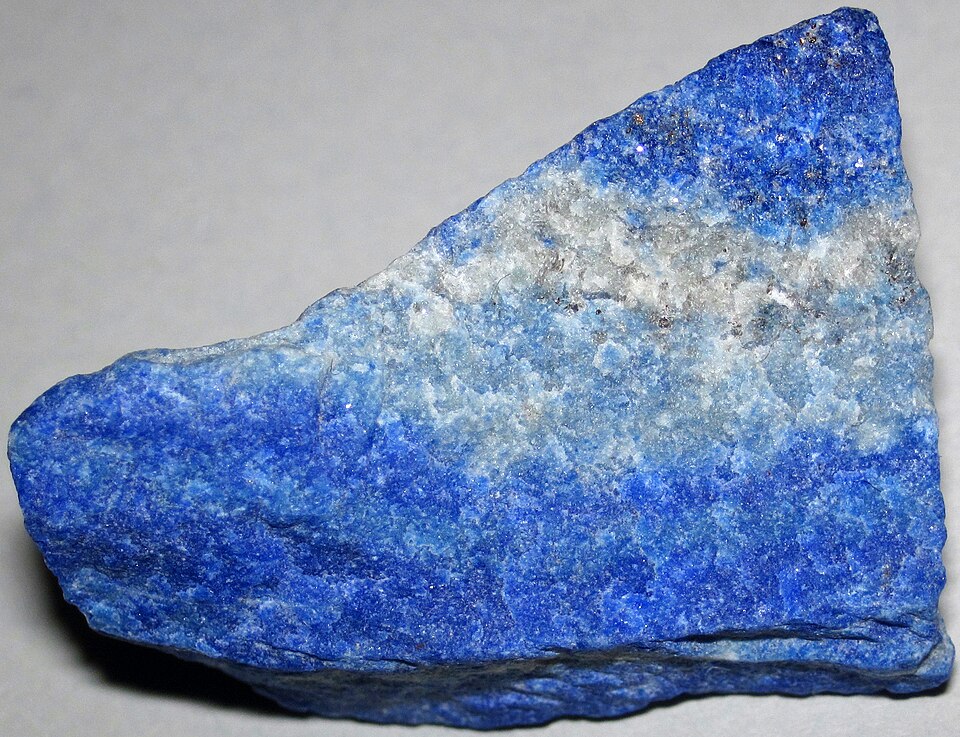 Rough lapis lazuli in deep and medium blue with fine pyrite, from Sar-e-Sang, Badakhshan